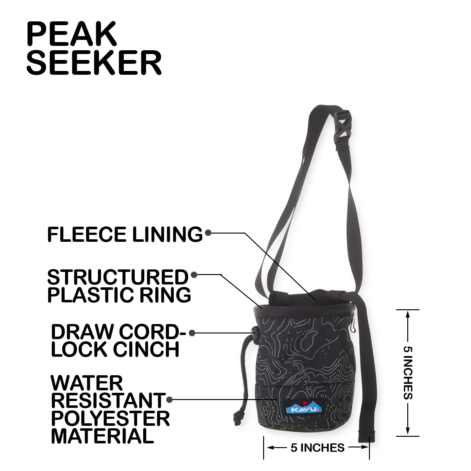 KAVU Peak Seeker Chalk Bag for Rock Climbing, Gymnastics, Weightlifting & Bouldering - Durable & Lightweight Chalk Holder for Climbers, Athletes & Gym Enthusiasts - Perfect for Indoor/Outdoor Training & Sports Performance