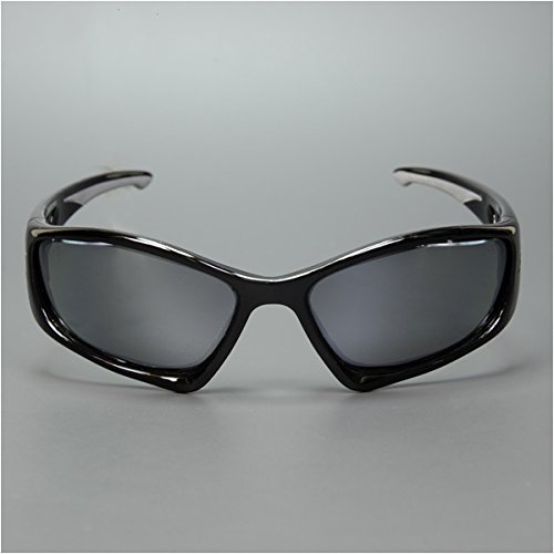 Edge SB117 Baretti Military Grade Safety Glasses - ANSI/ISEA & MCEPS Certified, UV 400 Protection, Anti-Scratch & Non-Slip Design, Black Frame with Silver Mirror Lens (5.04