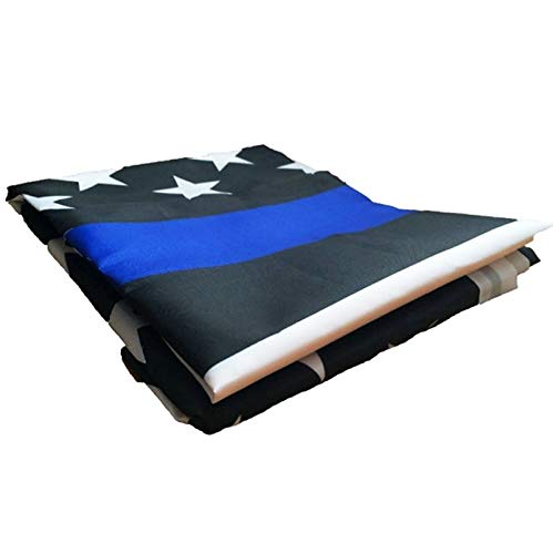 Thin Blue Line American Flag - Black & White US Flag with Blue Stripe & Brass Grommets - Police Support, Back the Blue, Law Enforcement Appreciation - Perfect for Home, Office, Car & Outdoor Display