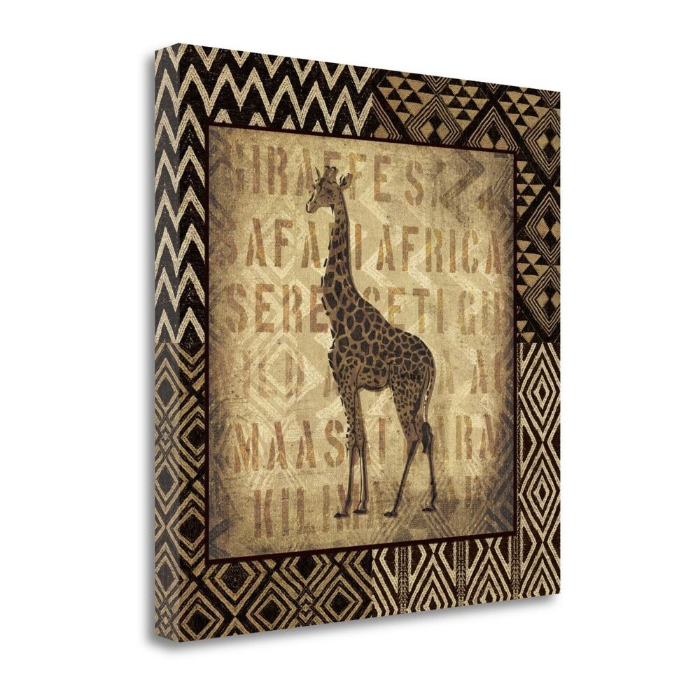 African Wild Giraffe Border Canvas Art Print by Wild Apple Portfolio - Gallery Wrapped Wall Decor for Living Room, Bedroom & Office