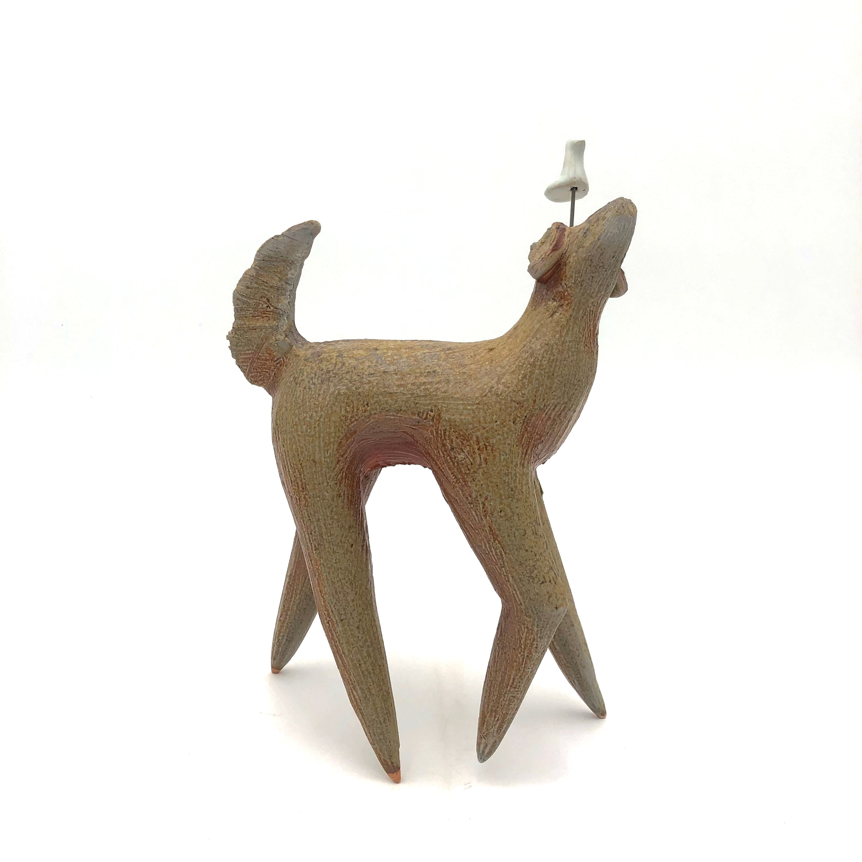Cathy Broski Handcrafted Wood Fired Ceramic Dog Sculpture - Unique 2024 Collection - Perfect for Home Decor, Gift & Art Collection