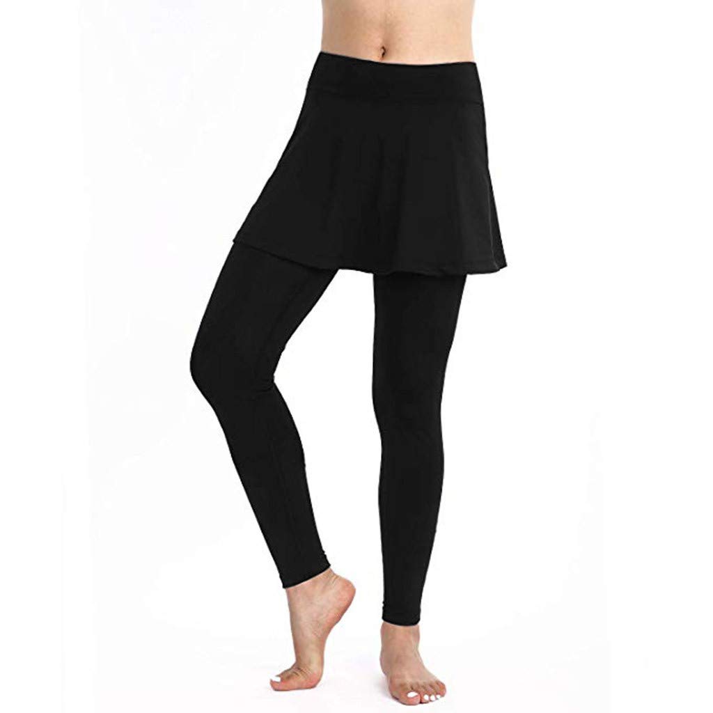 Women's Tennis Skorts with Pockets - High Waist Athletic Skirted Leggings for Running, Yoga & Gym - Breathable Workout Capris with Built-in Shorts for Women