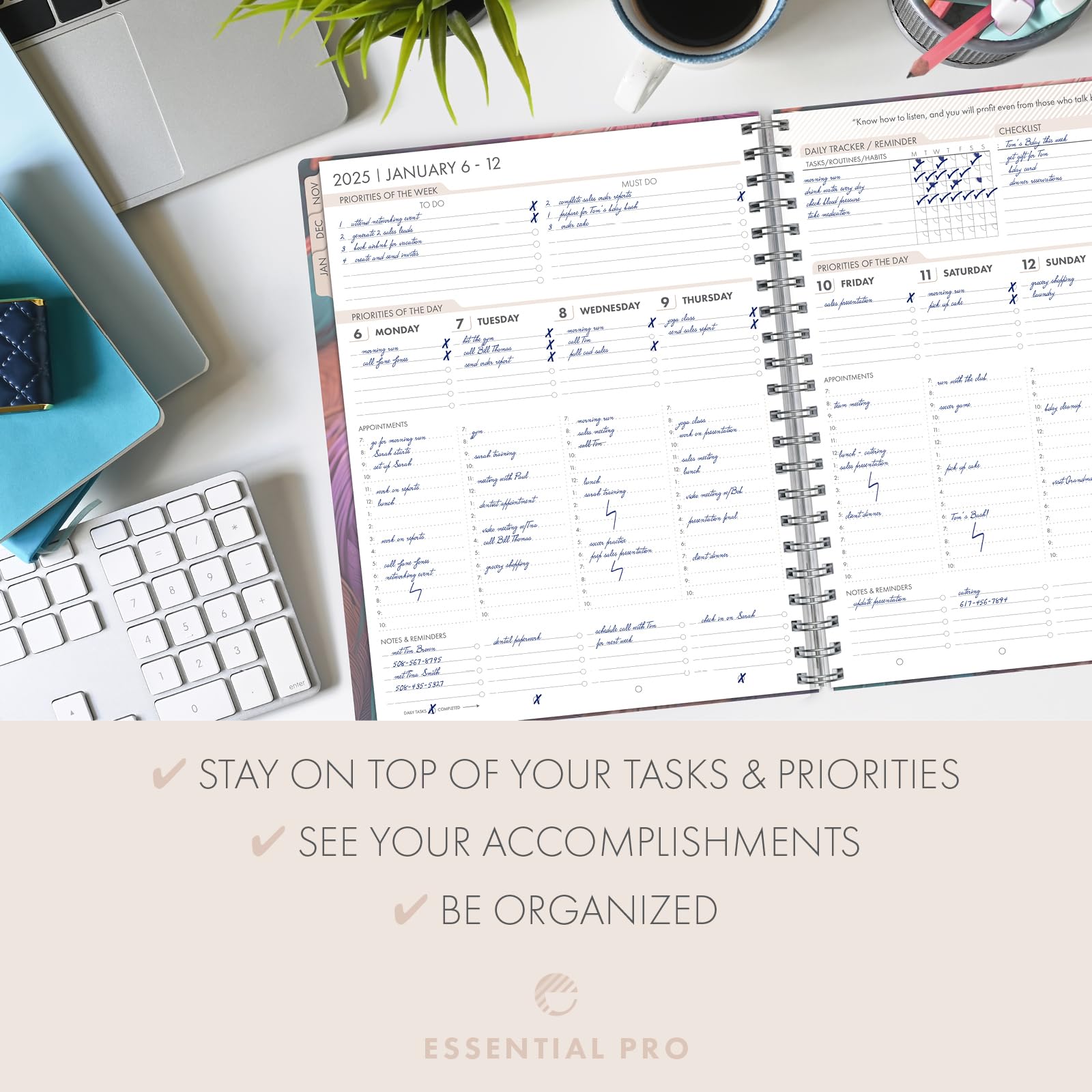 Essential PRO 2025 Daily Weekly Monthly Planner - 8.5