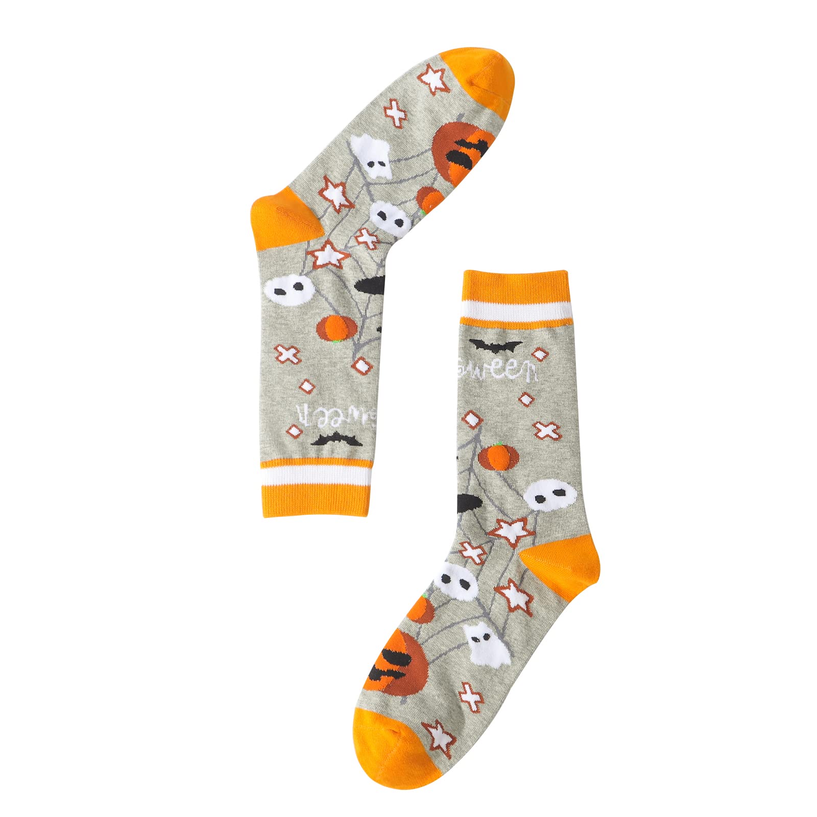 Halloween Novelty Socks for Women & Men - Pumpkin, Bats & Spooky Spider Web Pattern Crew Socks - Funny Halloween Costume Accessories & Gift Ideas - Perfect for Halloween Parties, Cosplay & Festive Outfits