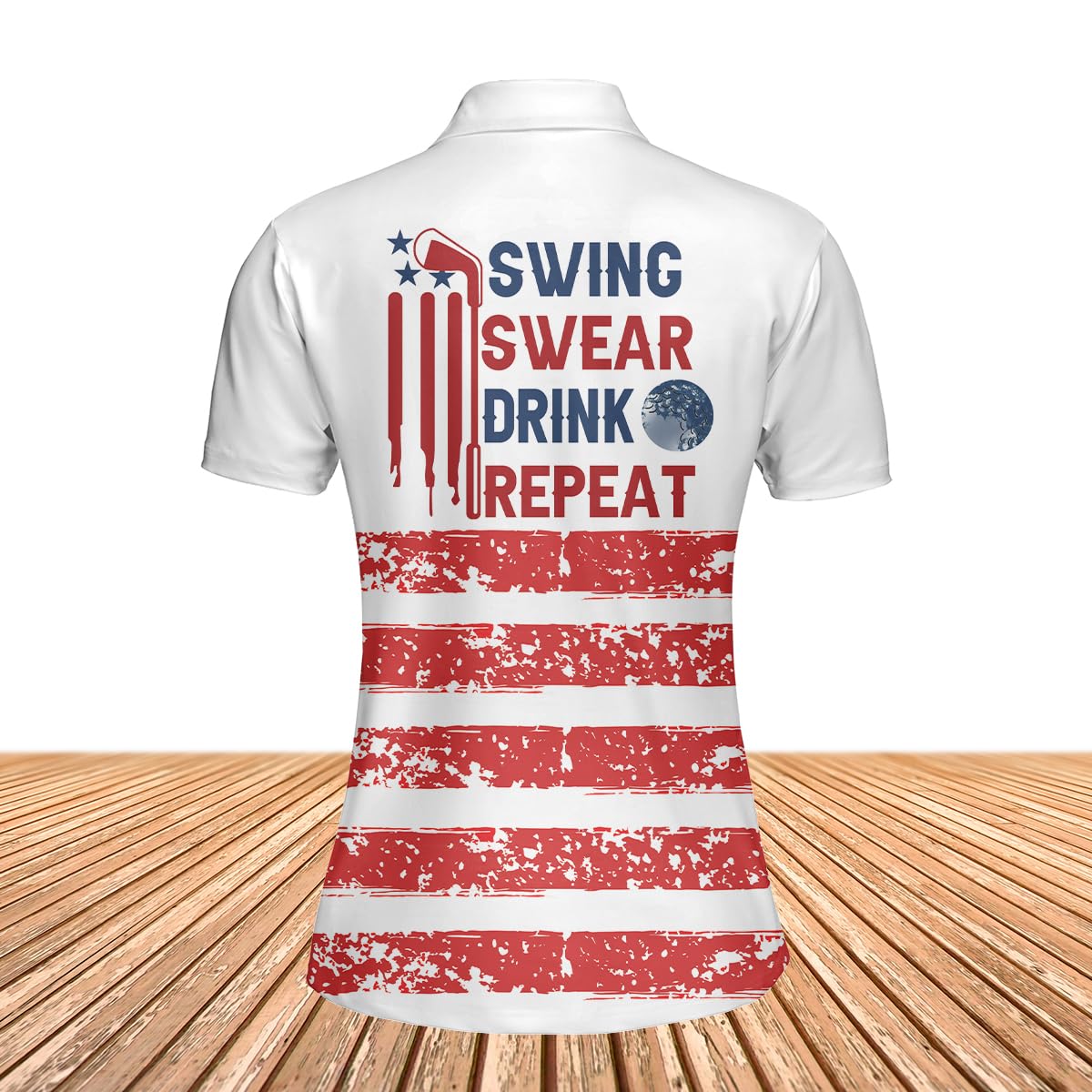 Women's Sleeveless Golf Polo Shirts - Breathable Moisture-Wicking Athletic Top for Golf & Summer Sports | Swing Swear Drink Repeat Design | Perfect for 4th of July, Casual Wear & Outdoor Activities