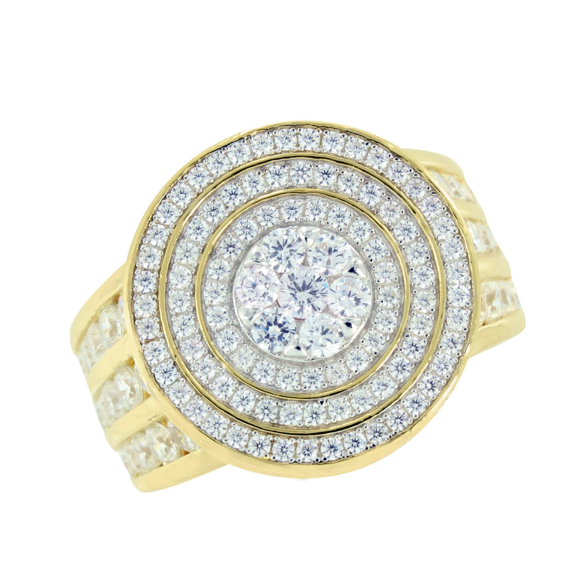 Simulated Diamond Men's Ring - 925 Sterling Silver Round Cluster Wedding Band for Men | Perfect for Engagement, Anniversary & Special Occasions