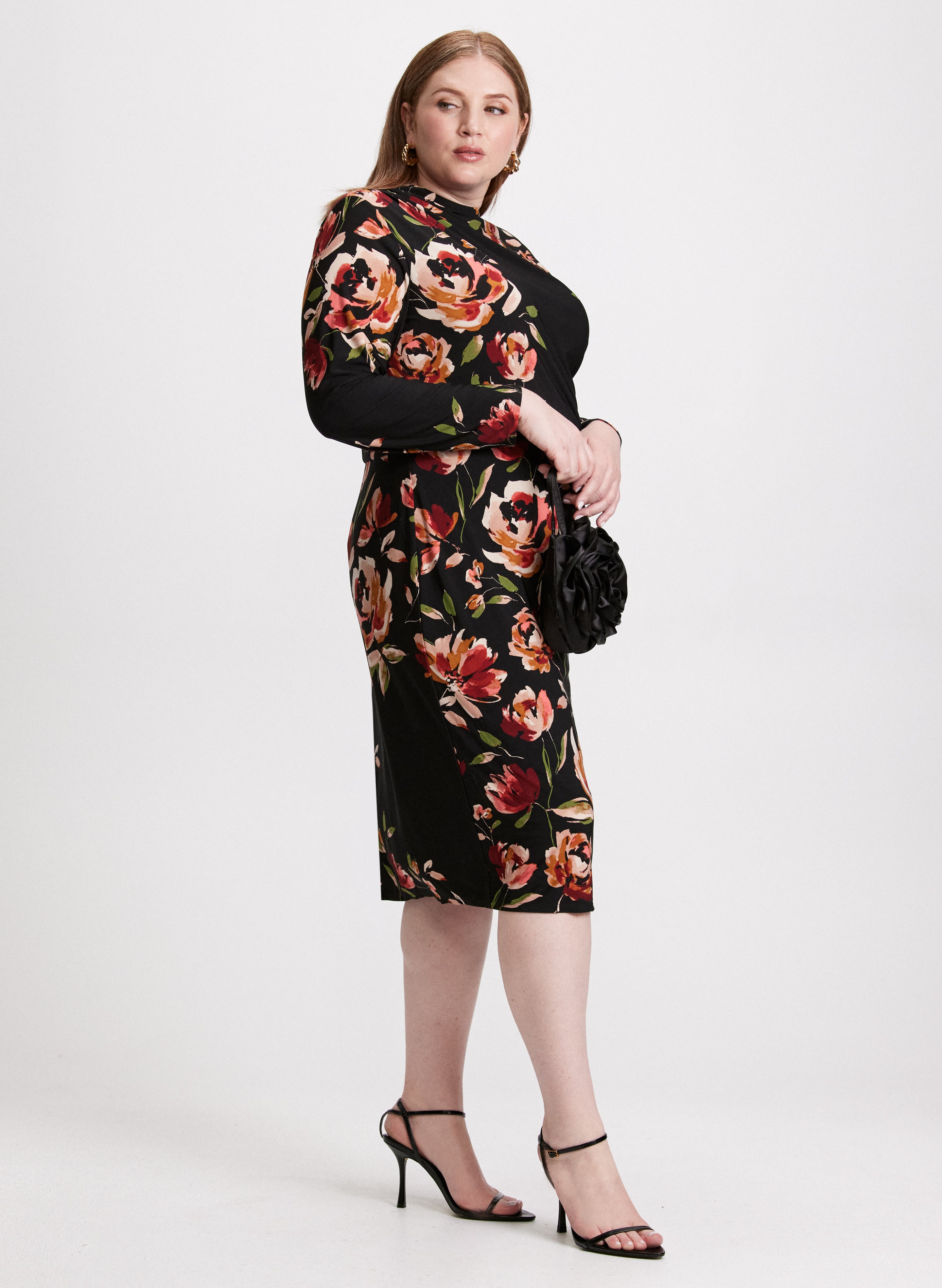 Floral Print Mock Neck Dress for Women - Elegant Summer Party & Wedding Guest Outfit