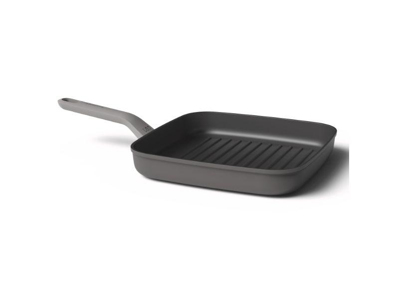 BergHOFF Leo 10-Inch Non-Stick Grill Pan for Stovetop - Grey Cast Aluminum Grill Pan for Steaks, Burgers & Vegetables - Perfect for Indoor Grilling & Healthy Cooking