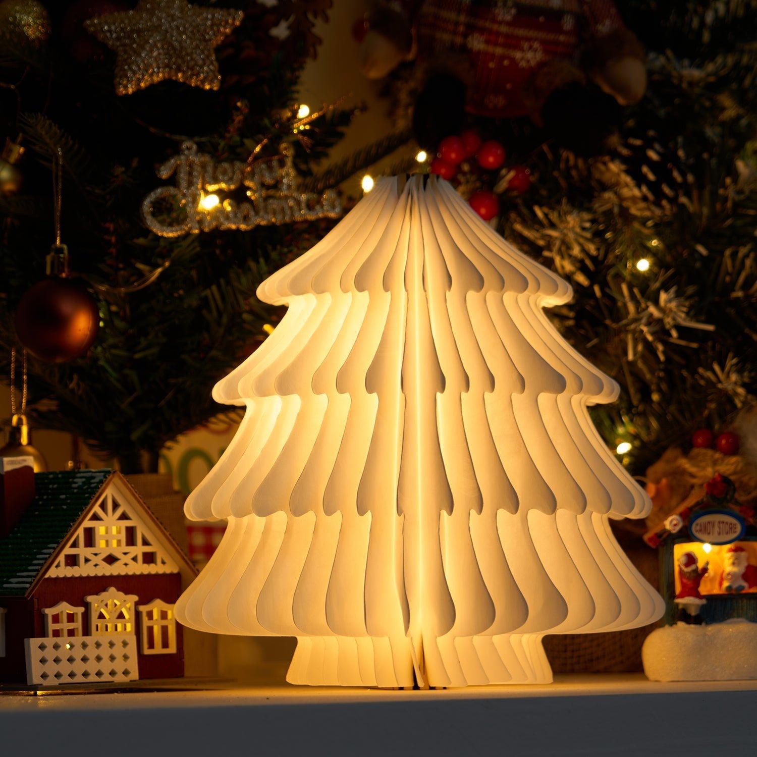 Foldable Christmas Tree Table Lamp - Portable Holiday Decor for Home, Office & Party | Perfect for Festive Lighting & Seasonal Ambiance