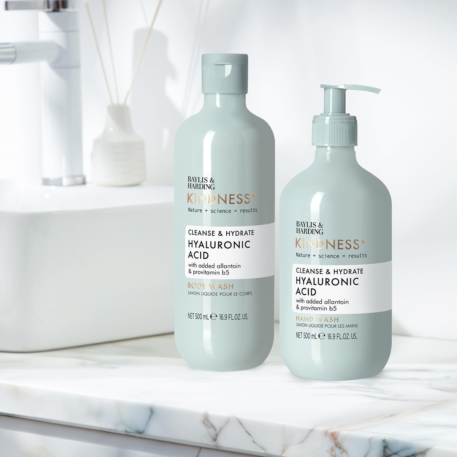Baylis & Harding Vegan Body Wash with Hyaluronic Acid, Pear & Orange Blossom Fragrance - 500ml Moisturizing Shower Gel for Dry Skin (Pack of 3) | Gentle Cleansing for Daily Hydration & Relaxing Bath Time
