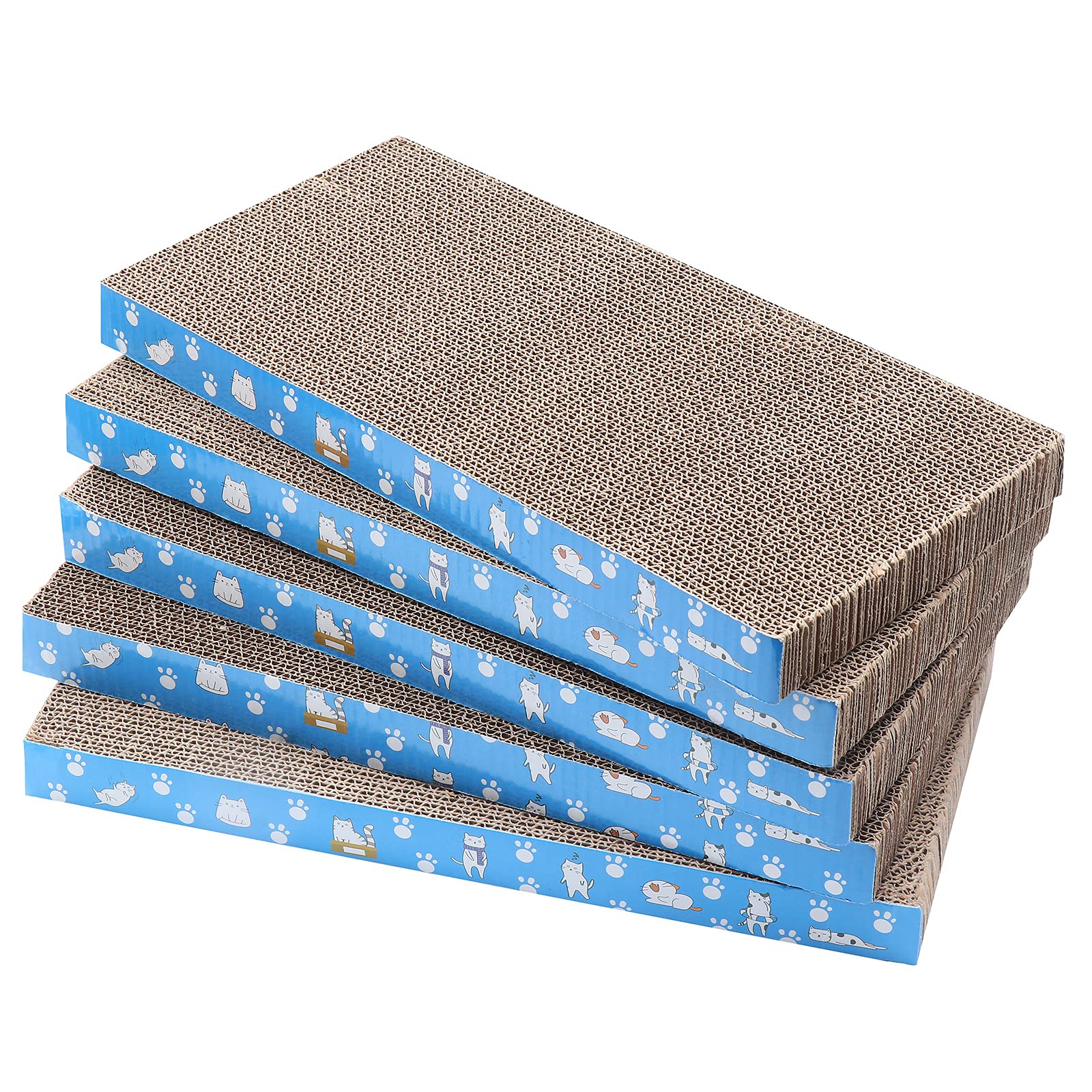 5-Pack Reversible Cat Scratch Pad - Durable Recyclable Cardboard Scratcher for Kittens & Adult Cats | Premium Cat Scratcher for Resting, Claw Grinding & Playtime | Perfect for Home, Office & Pet-Friendly Spaces