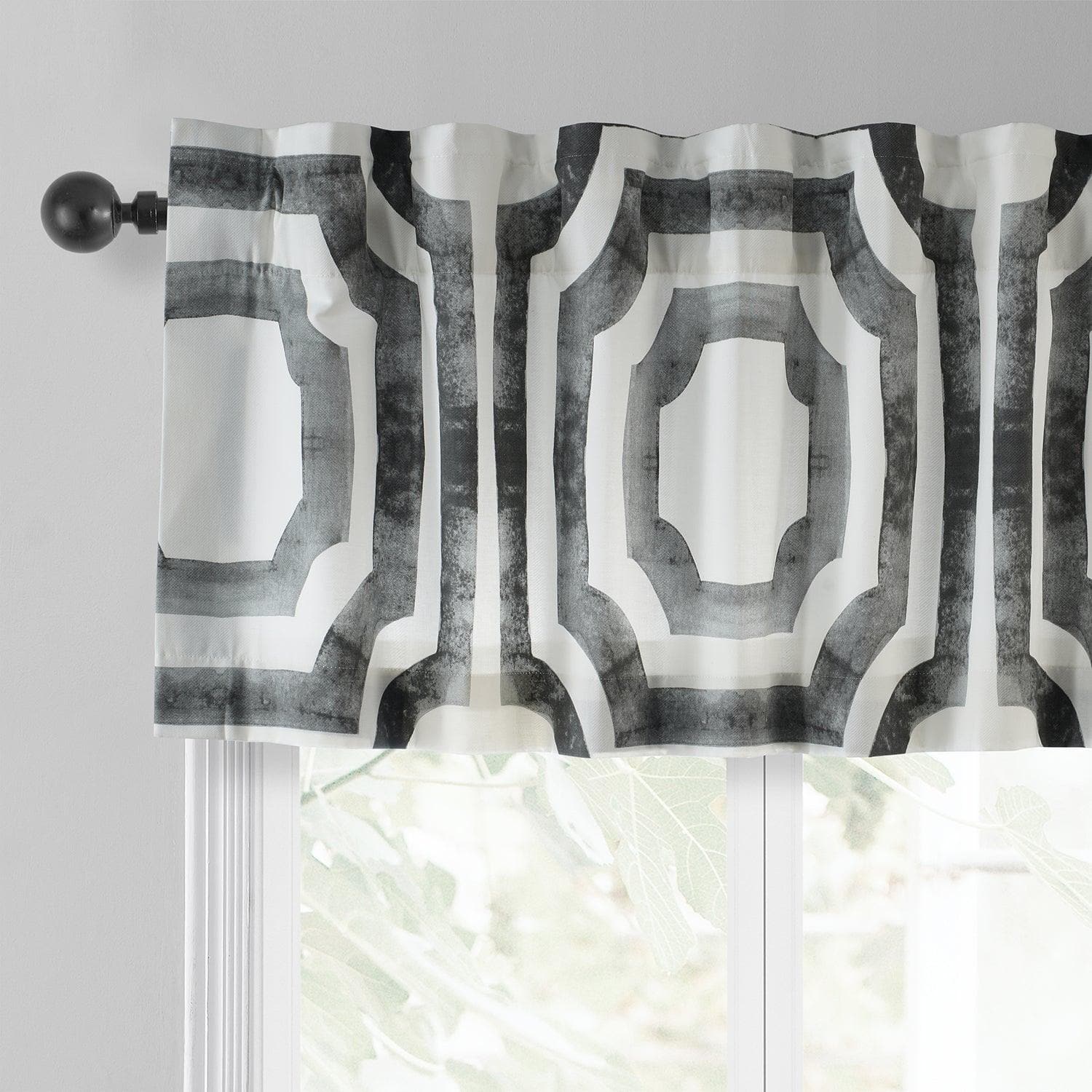 Mecca Steel Emblem Printed Cotton Window Valance - Elegant Home Decor for Living Room & Bedroom - Perfect for Curtain Toppers & Window Treatments