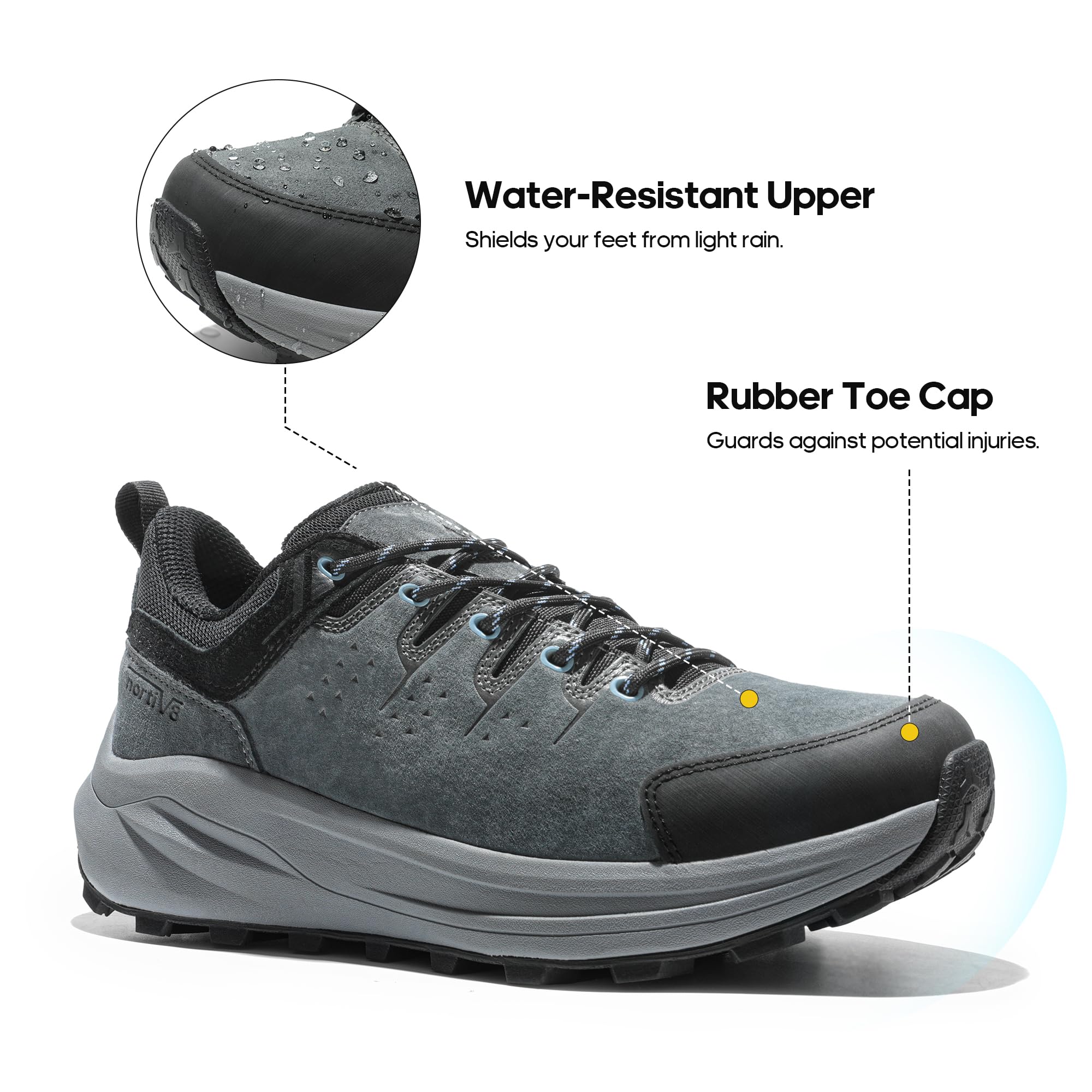 NORTIV 8 Men's Lightweight Hiking Shoes - Breathable Trekking & Trail Running Shoes - Non-Slip Outdoor Hiking Boots for Men - Perfect for Mountain Climbing, Backpacking & Daily Walking