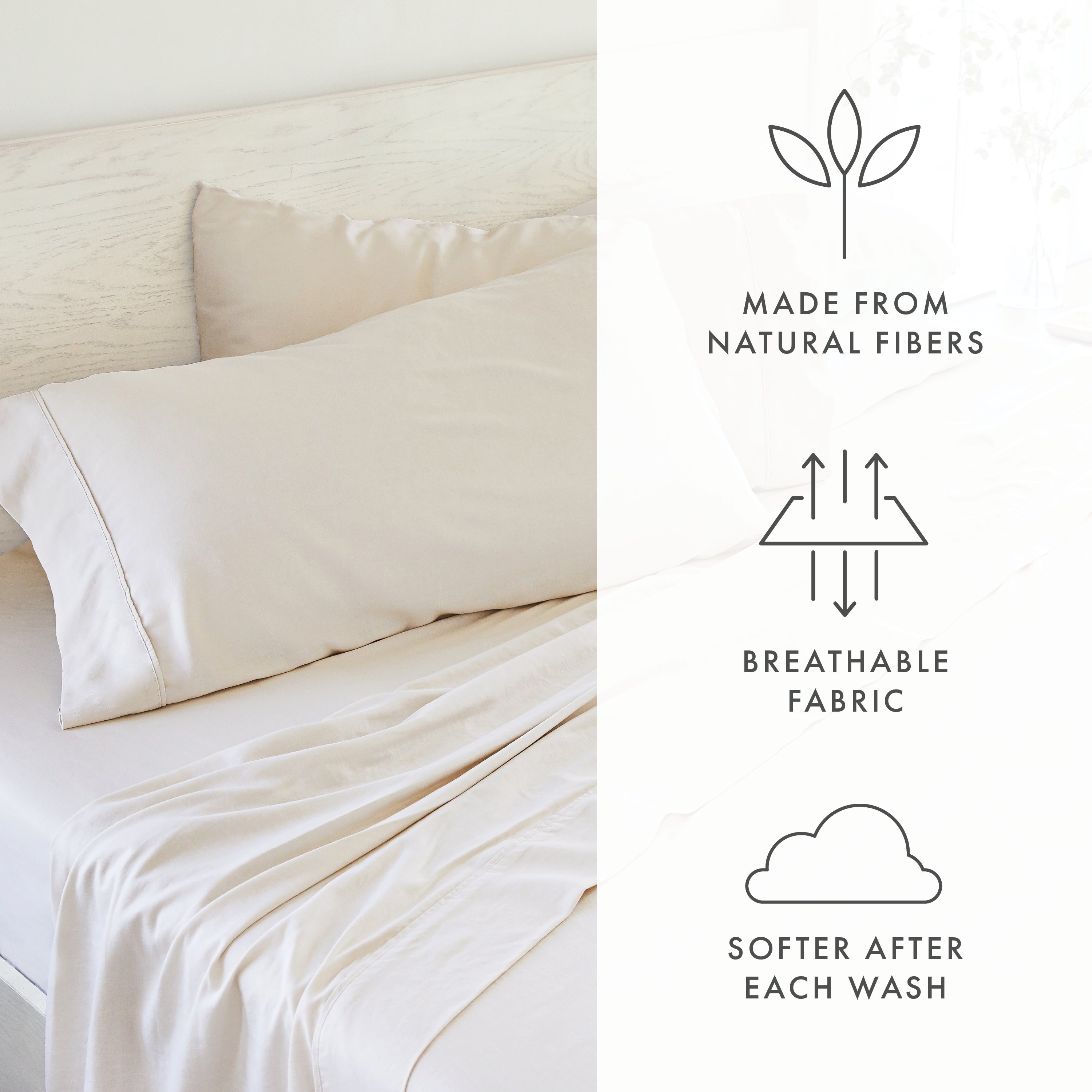 Premium 4-Piece Linen Bamboo Blend Sheet Set - Soft & Breathable Bedding for All Seasons | Perfect for Master Bedroom, Guest Room & Vacation Homes
