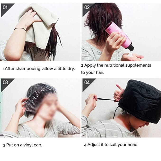 ATETO Thermal Hair Spa Cap with Beauty Steamer - Professional Nourishing Heating Cap for Deep Hair Treatment - Perfect for Women's At-Home Salon Experience & Hair Care Routine (Use for Deep Conditioning, Scalp Treatment, and Relaxing Spa Days)