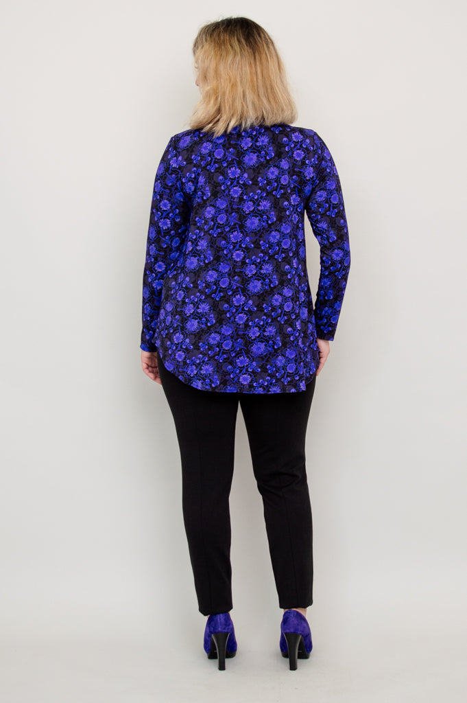 Jackie Long Sleeve Top with Snow Flower and Bamboo Print - Women's Fashion Blouse for Casual Wear & Office Outfits - Final Sale