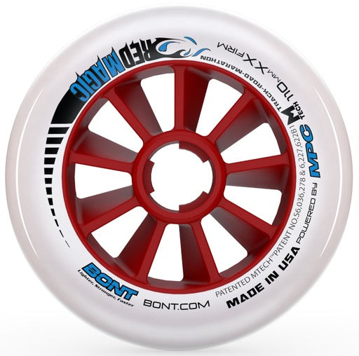 Bont Red Magic 100mm Inline Speed Skate Wheels - High Performance Racing Wheels for Professional Inline Skating & Speed Training