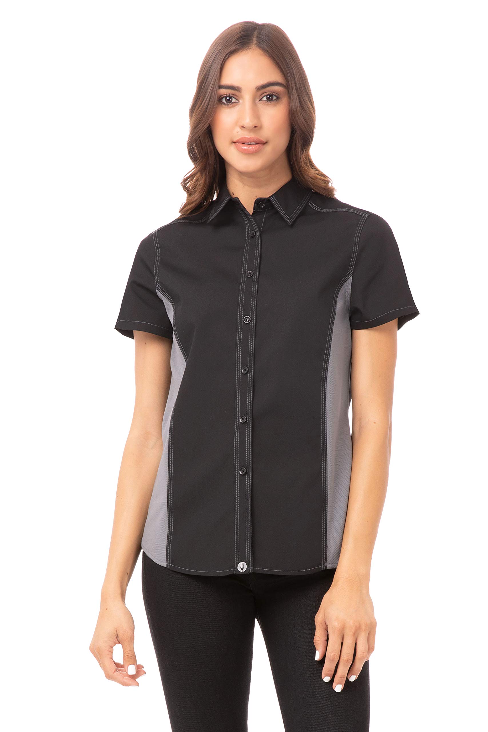 Chef Works Custom Embroidered Women's Universal Contrast Chef Shirt - Professional Kitchen Uniform for Female Cooks & Culinary Staff
