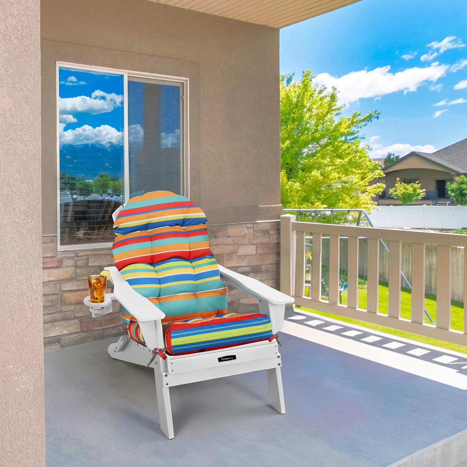 **FUNBERRY 4-Piece Patio Chair Cushions Set – Thick, Comfortable, Non-Slip, Waterproof & Fade-Resistant with Ties – Perfect for Rocking Chairs, Outdoor Lounging, and Backyard Relaxation**