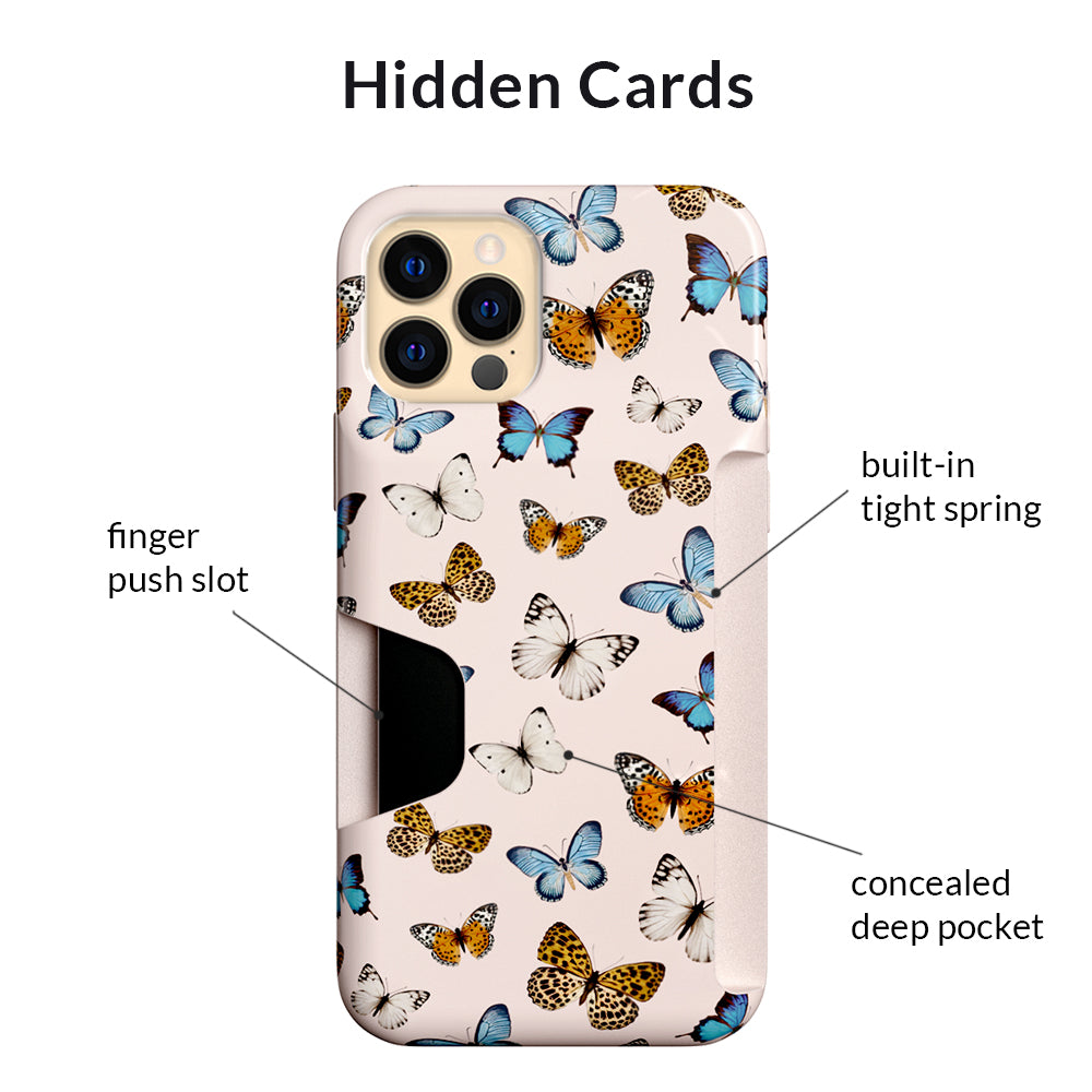 Butterfly Pattern iPhone Wallet Case with Card Holder - Slim Protective Cover for iPhone 12/13/Pro/Max - Perfect for Everyday Use, Travel & Shopping