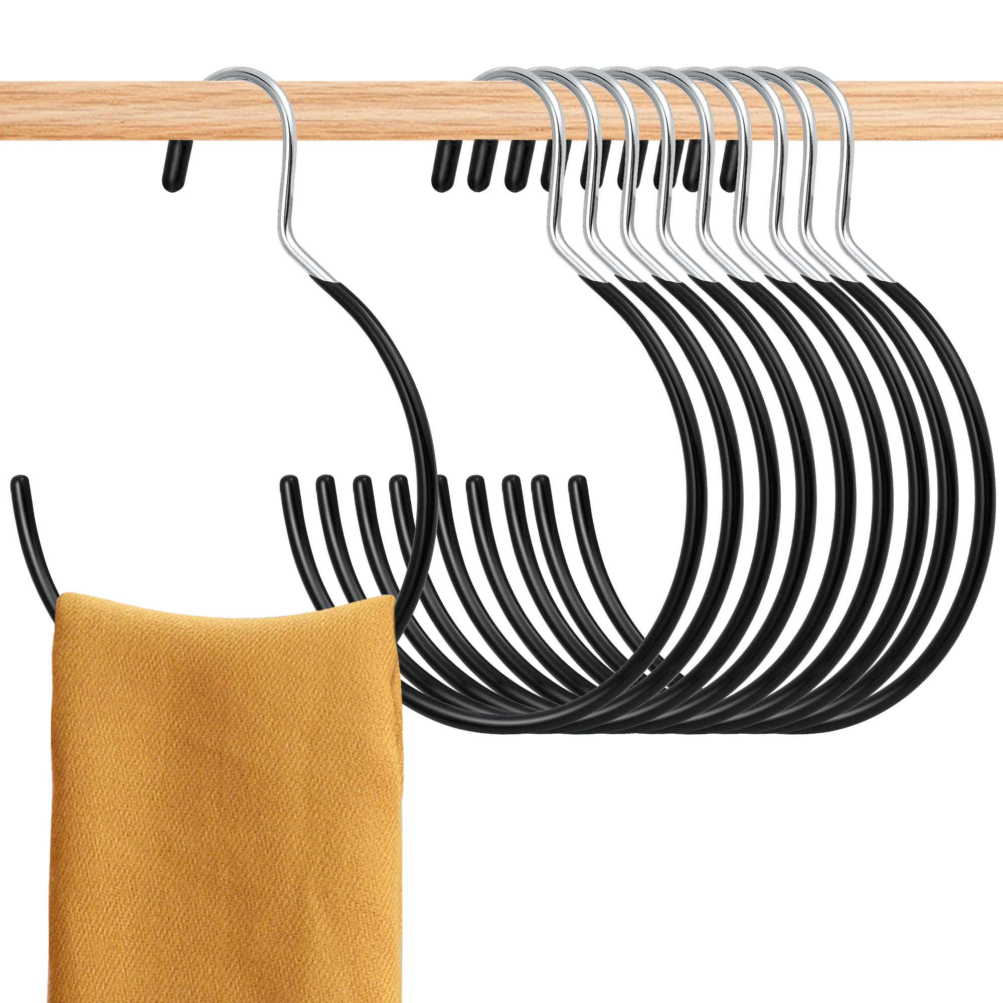 15 Pcs Non-Slip Scarf Ring Hangers - Belt Rack Tie Hanging Hooks for Closet Organization - Perfect for Scarves, Ties, Belts, Tank Tops & Pashminas (Black) - Ideal for Bedroom, Closet & Wardrobe Storage Solutions