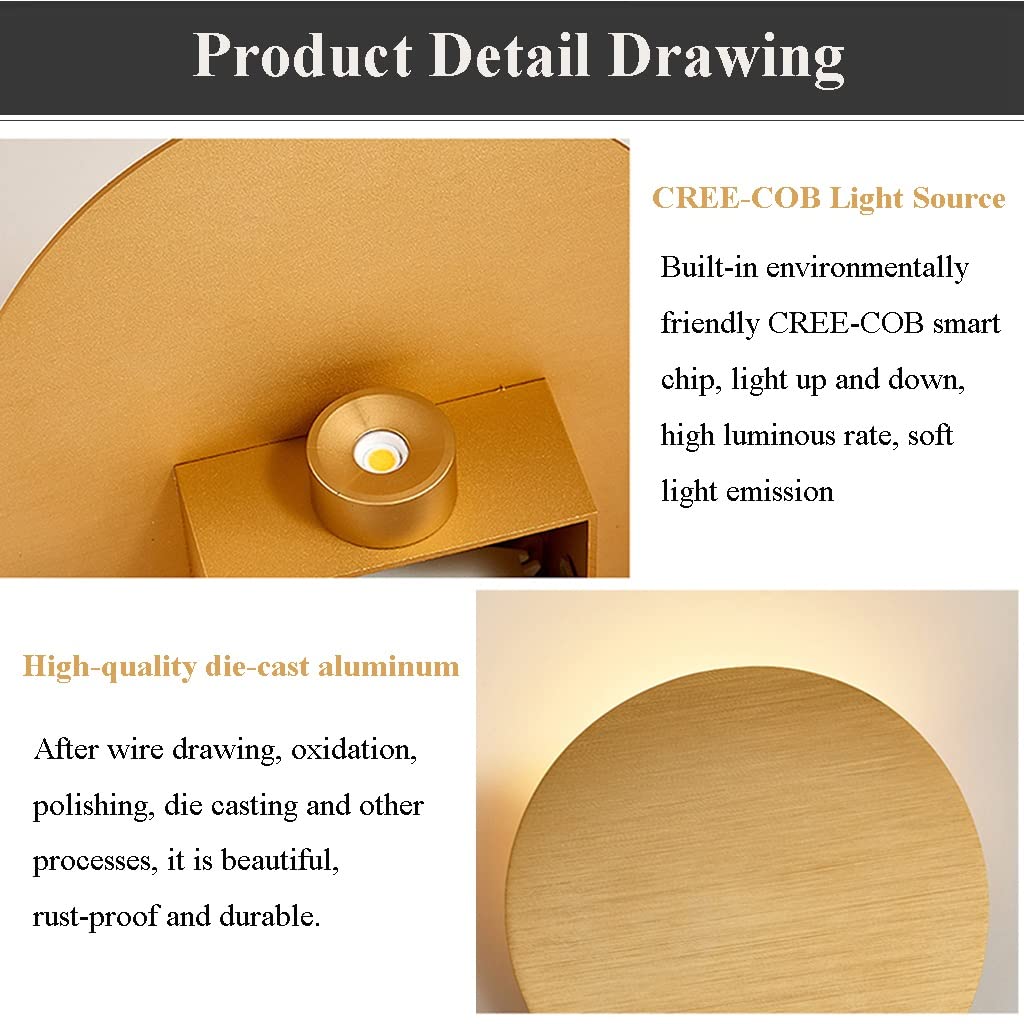 Modern Minimalist Round Wall Lamp - Gold Indoor Lighting for Living Room, TV Background, Study & Hallway - 1pc Creative Wall Light for Home Decor