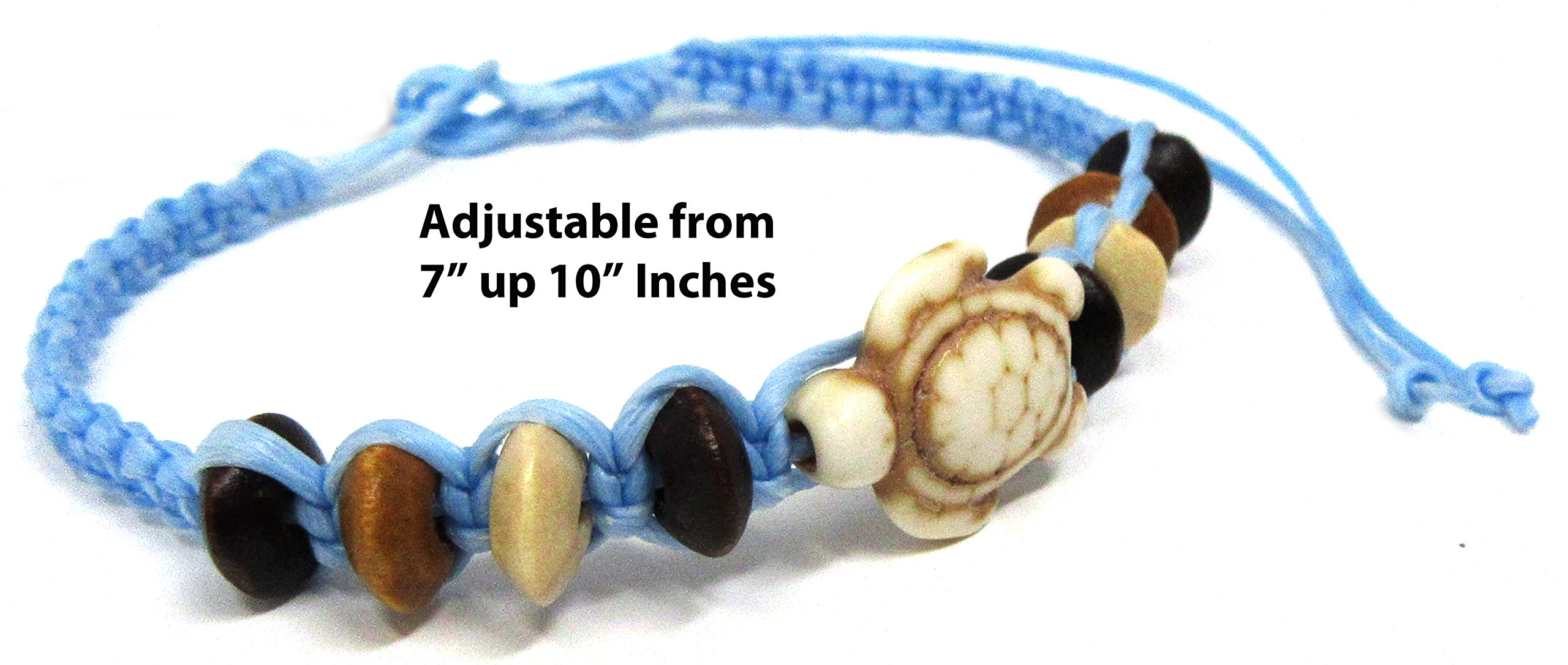 Trendy Hawaiian Sea Turtle Hemp Bracelet - Turquoise Turtle Charm Jewelry for Women & Men - Handmade Bohemian Beach Bracelet - Perfect for Summer Vacations, Beach Parties & Boho Fashion Accessories