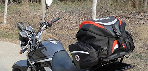 Premium Motorcycle Rear Travel Bag - Heavy Duty Waterproof Tail Trunk for Sports & Street Bikes | Weather Resistant Luggage Backpack | Ideal for Long Distance Touring & Daily Commuting (Model: NMO-8212)