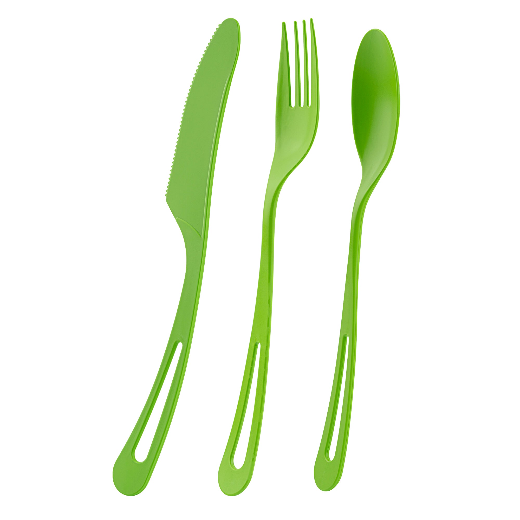 Eco-Friendly Green CPLA Plastic Cutlery Set - 100-Piece Compostable Cutlery with Heat-Resistant Wrapper (7.5