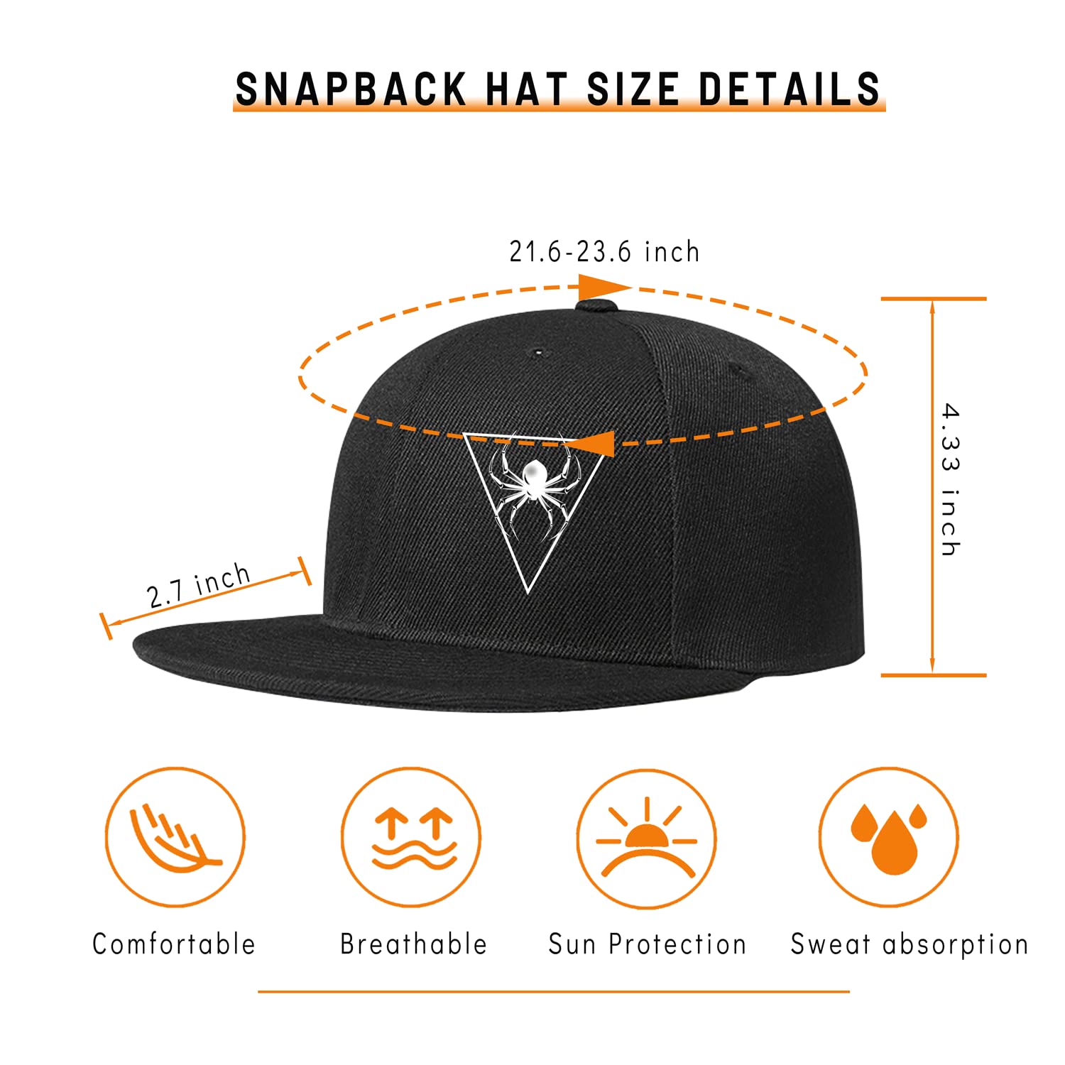 Skull Skateboard Hat for Men - Flat Bill Snapback Baseball Cap - Hip Hop Streetwear Style - Perfect for Skateboarding, Hip Hop Fashion & Casual Wear