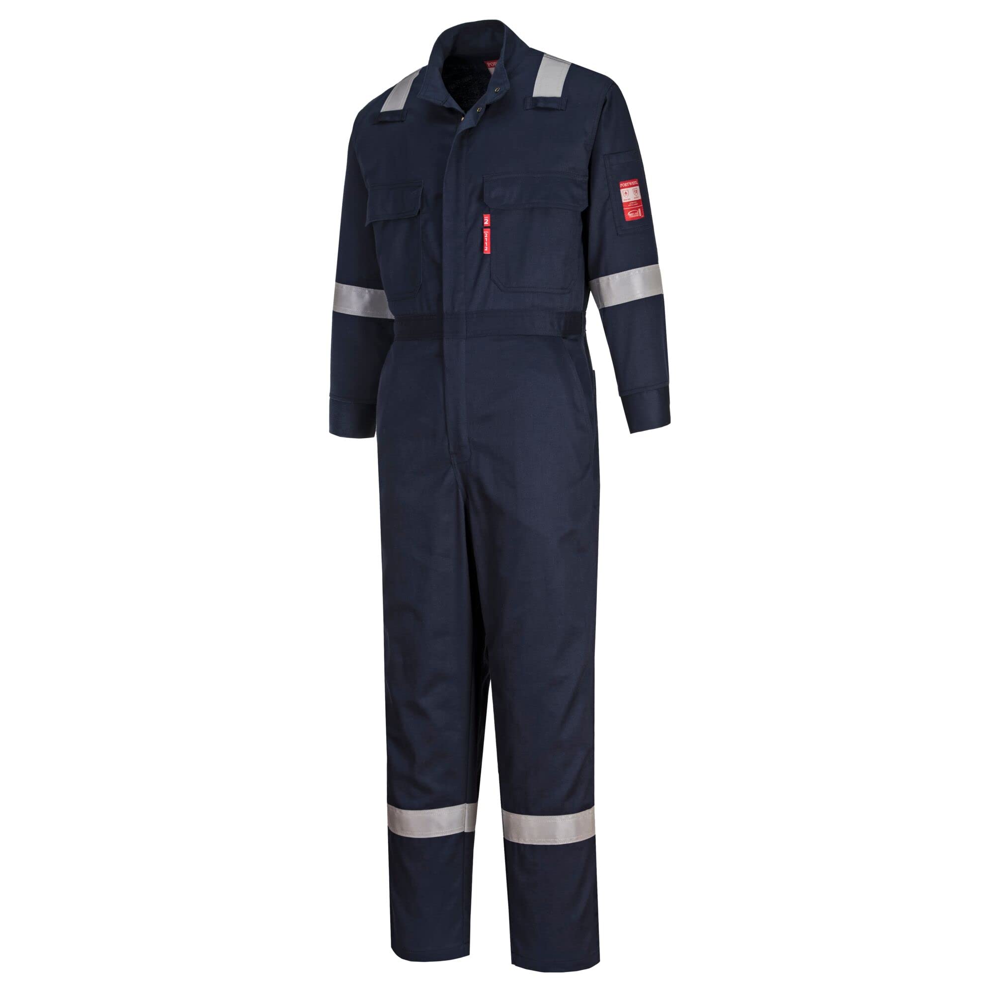 Portwest FR504 Women's Flame Resistant Coveralls - 88/12 Cotton/Nylon Blend, Reflective Safety Workwear (Navy, Large) | OSHA Compliant for Construction, Oil & Gas, Electrical Work & Industrial Safety