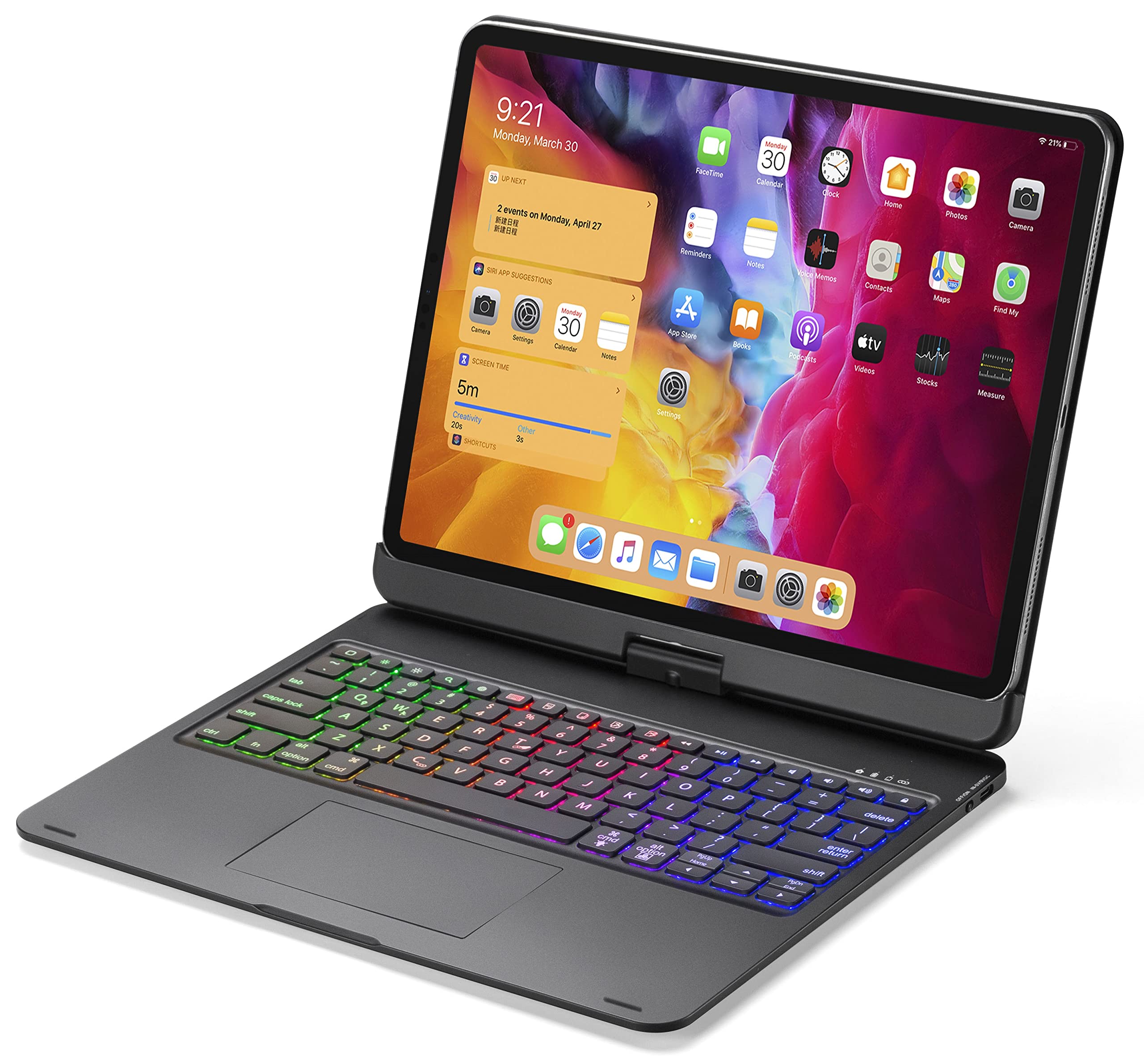 iPad Pro 12.9 Wireless Keyboard Case with Backlit Keys - Magnetic Detachable Keyboard Cover Compatible with iPad Pro 12.9-inch 5th/4th/3rd Gen (2021/2020/2018) - Perfect for Work, Travel & Home Office (Black)