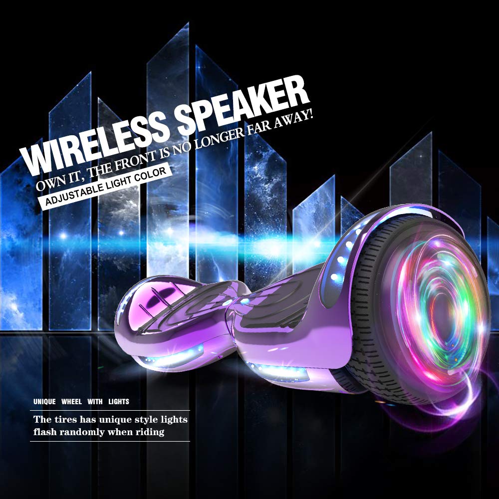 Certified HS2.01 Hoverboard with Bluetooth, LED Lights & Flash Wheels - Self Balancing Electric Scooter for Kids & Adults - Perfect for Commuting, Fun Rides & Outdoor Adventures