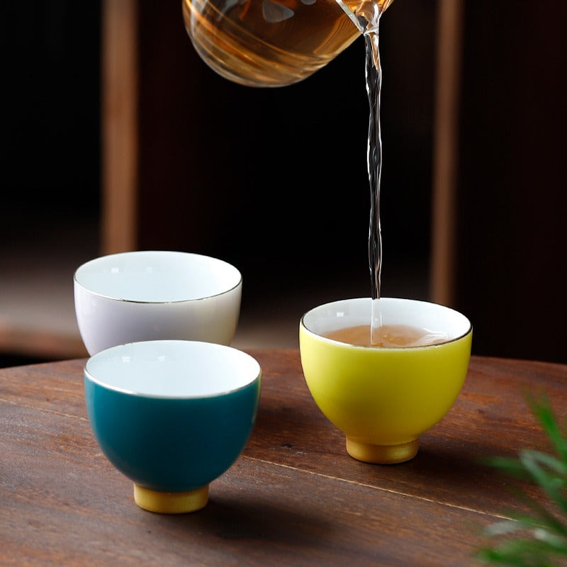 Premium Ceramic Morandi Kung Fu Tea Cup Set - 6 Piece Handcrafted Chinese Tea Cups for Gongfu Tea Ceremony, Home Decor & Gift Giving