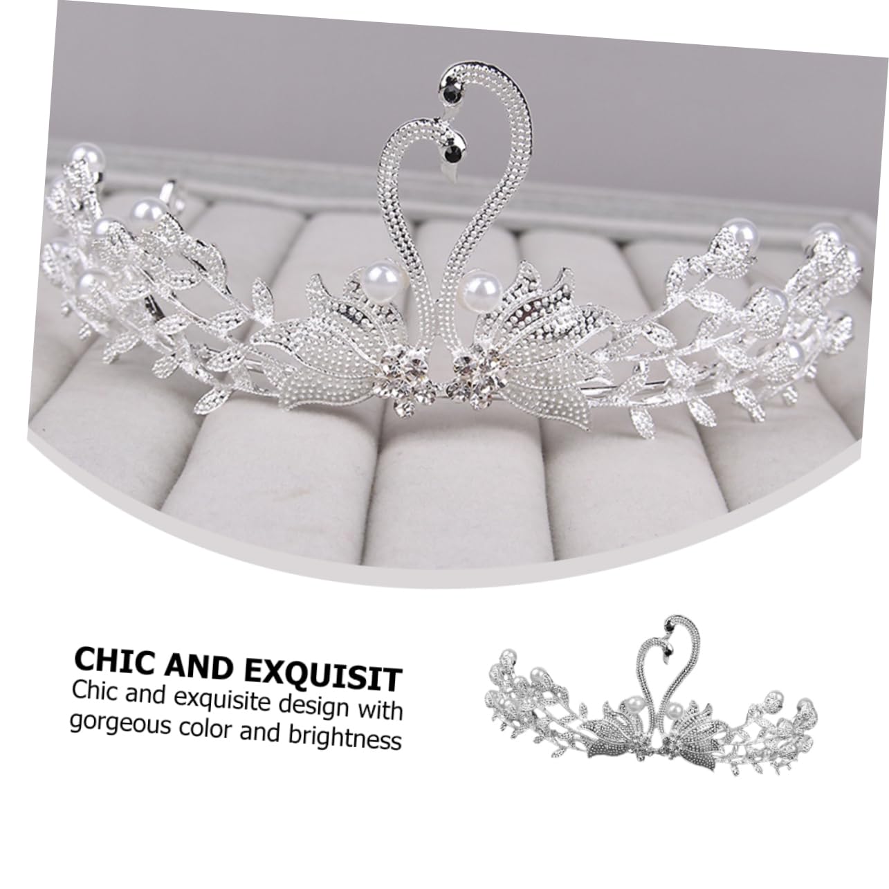 Silver Tiara Headpiece for Women - Bridal Crown Hair Jewelry for Weddings & Parties