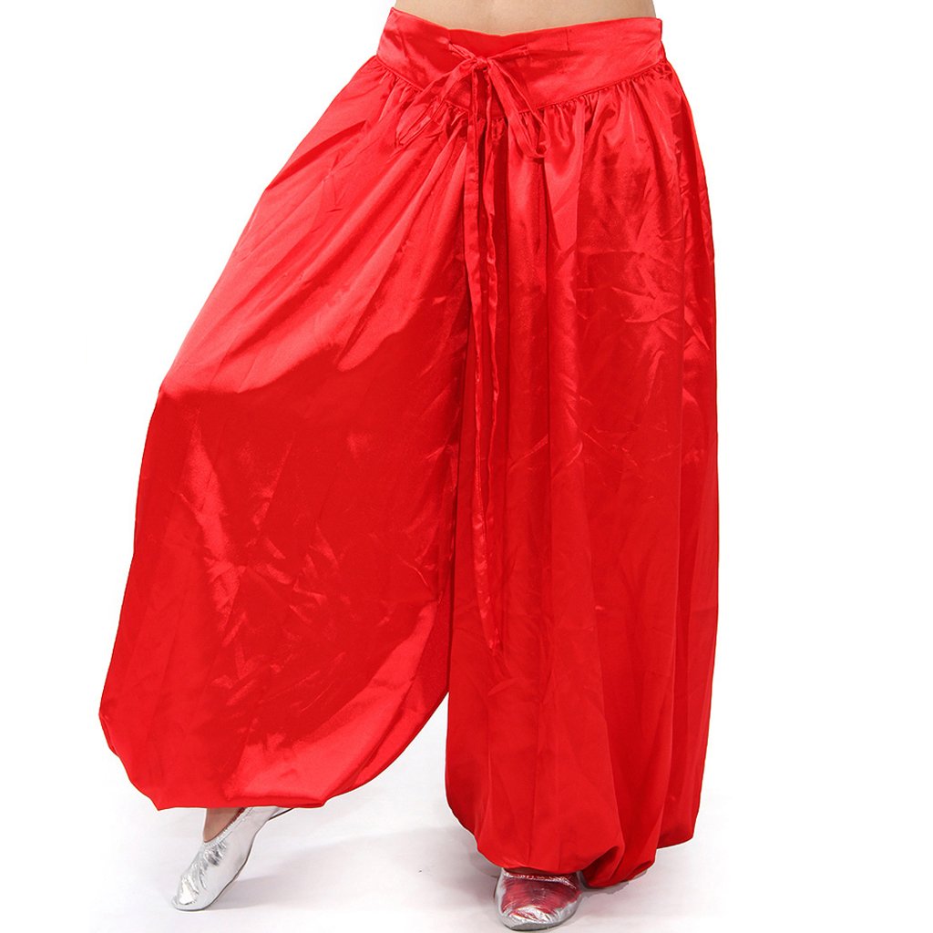 MUNAFIE Metallic Palazzo Pants for Praise Dance, Belly Dance & Carnival - Shimmering Satin Wide Leg Pants for Women | Perfect for Arab Festivals, Stage Performances & Special Occasions
