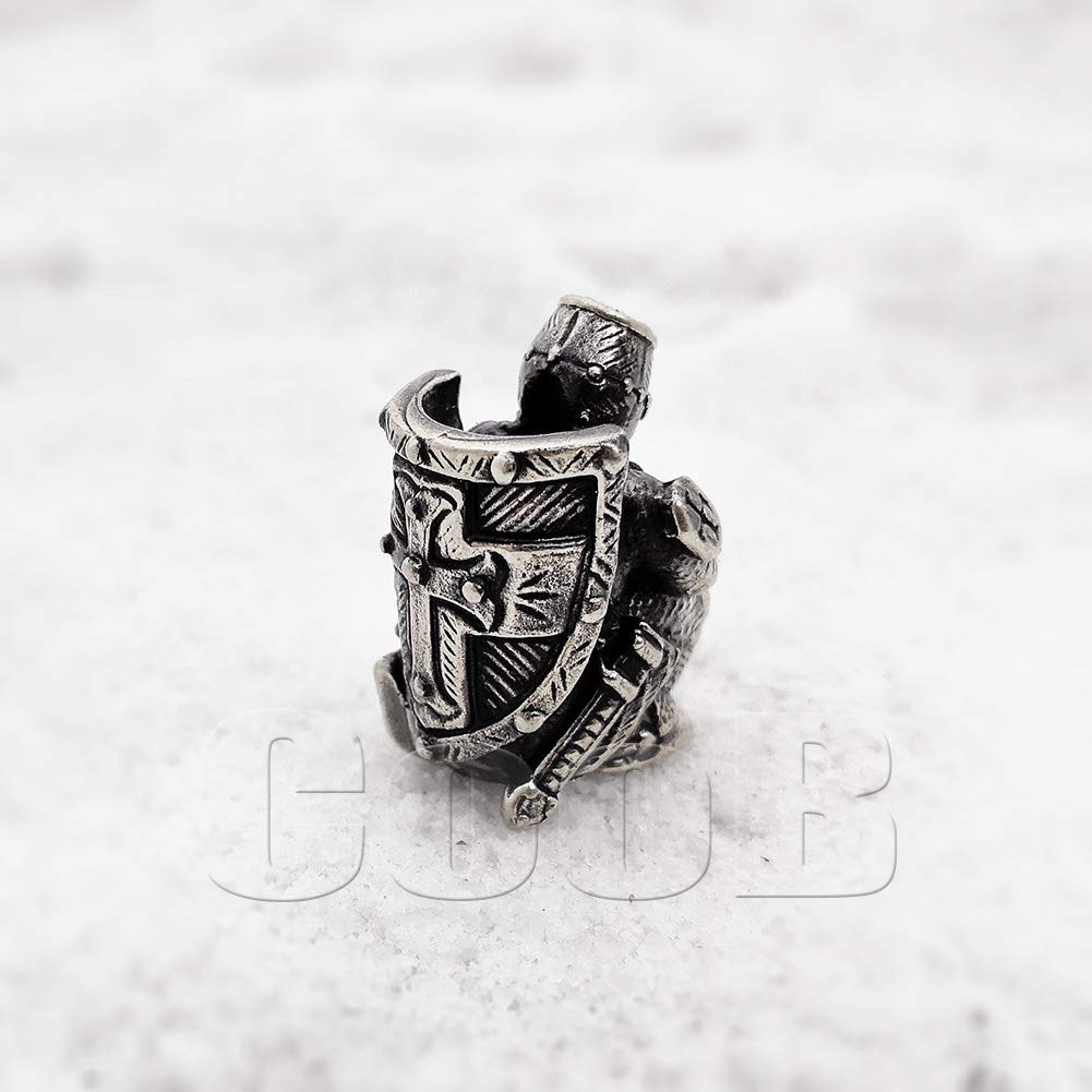 EDC Paracord Bead - Knight Templar Metal Charm for Knives & Lanyards - Outdoor Gear Accessory