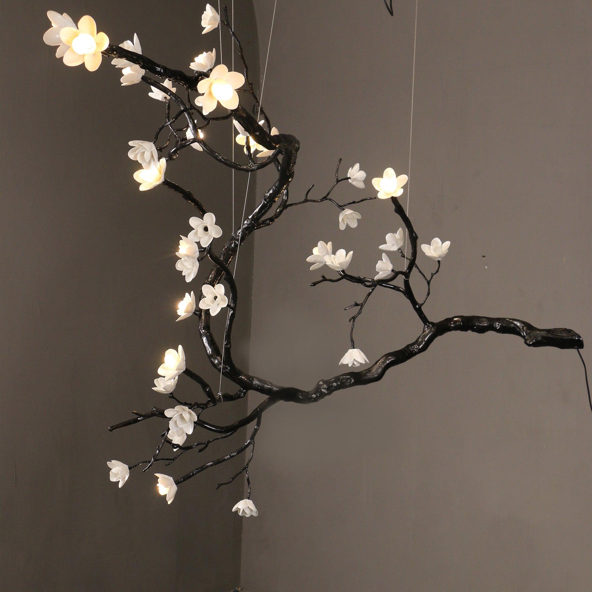 Elegant Branch Flower Chandelier - Rustic Wooden Ceiling Light Fixture for Dining Room, Bedroom, or Wedding Decor