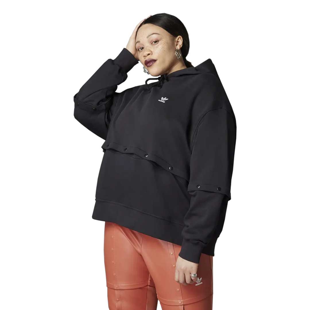adidas Women's Original Snap Button Hoodie - Plus Size Fleece Pullover (HF2070) | Cozy Casual Wear for Lounge, Workout & Street Style
