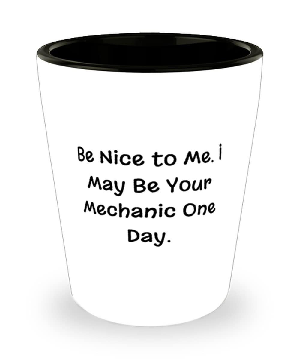 Funny Mechanic Shot Glass - Ceramic Cup Gift for Car Lovers & Friends - Perfect for Auto Shop Parties, Birthday Gifts & Mechanic Appreciation