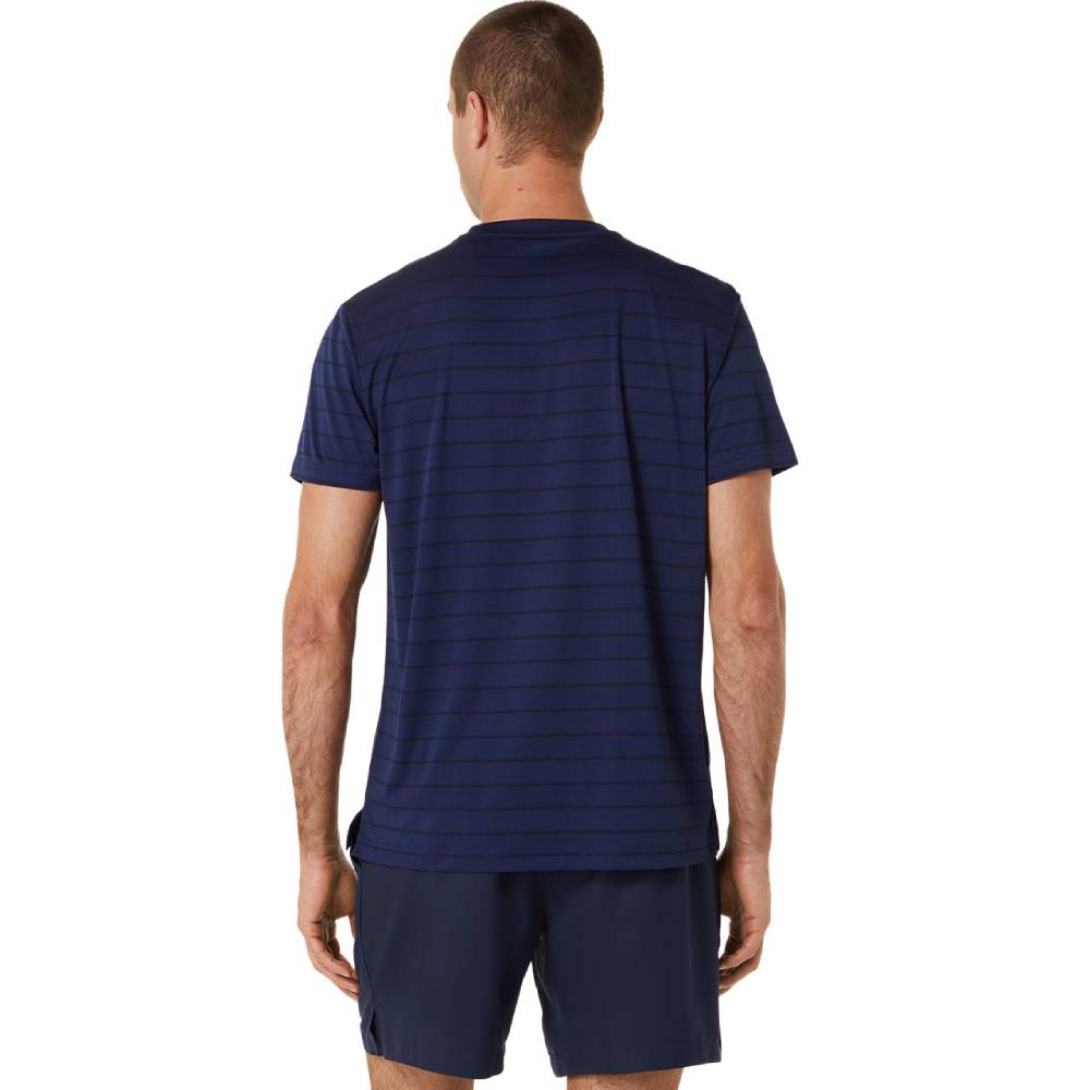 ASICS Men's Court Stripe Performance Tennis Polo Shirt - Breathable Quick-Dry Activewear (Midnight Blue) - Perfect for Tennis, Golf & Casual Wear