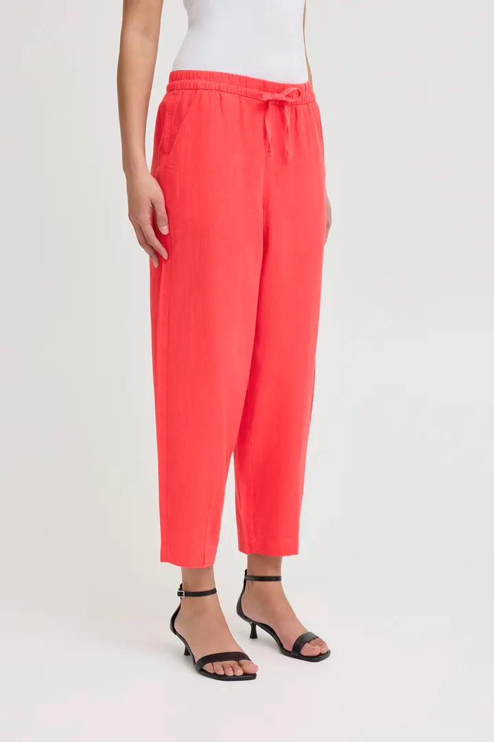 Hanna Crop Barrel Leg Pants for Women - High Waisted Wide Leg Trousers in Geranium Pink | Casual Chic Outfit for Work, Date Night & Street Style Fashion