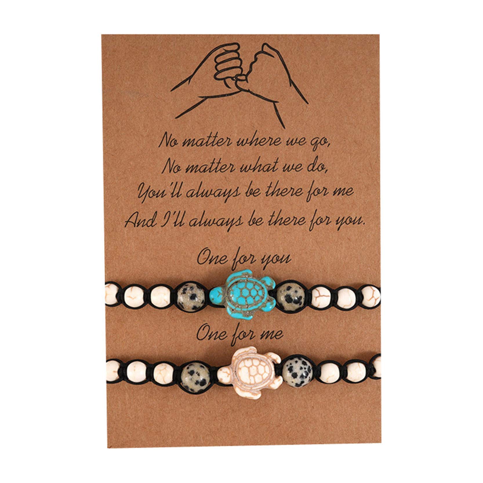 Best Friend Turtle Bracelet Set - Matching Couples Long Distance Bracelets for Women & Men - Graduation, Birthday Gifts - Perfect for Beach Vacations & Meaningful Connections