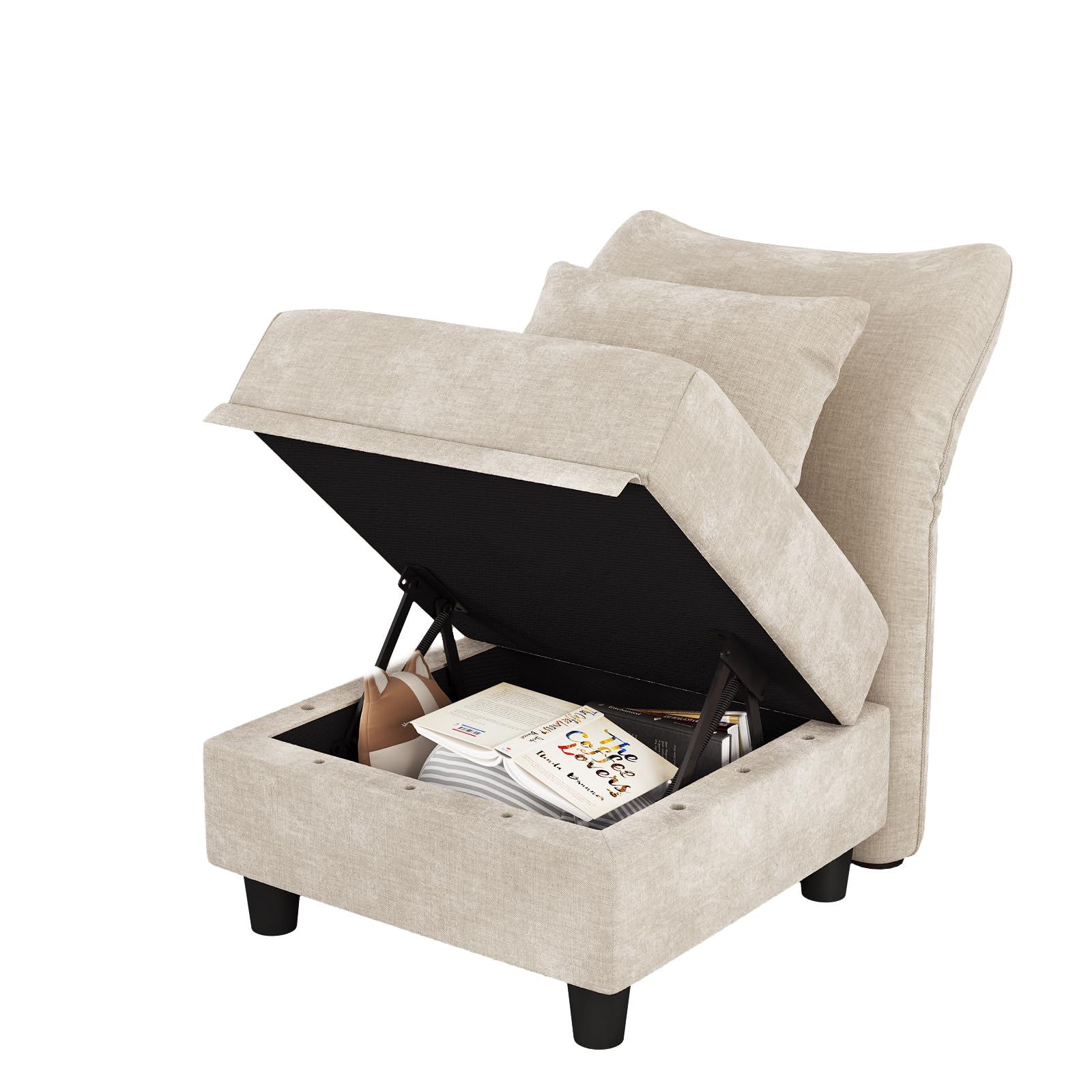 Modular Chenille Ottoman with Storage - 25.6