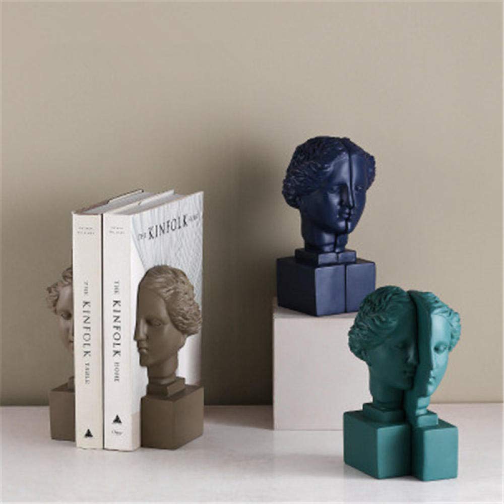 Roman Mythology & Norse Style Goddess Head Resin Bookends - Office Desktop Decoration, Creative Book Ends for Home & Study Room Decor - Perfect for Bookshelves, Desks, and Gift Giving