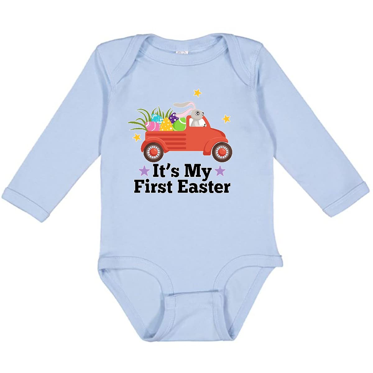 Inktastic First Easter Bunny Egg Truck Long Sleeve Baby Bodysuit - Adorable Easter Outfit for Newborns & Infants - Perfect for Easter Photos, Family Gatherings & Spring Celebrations