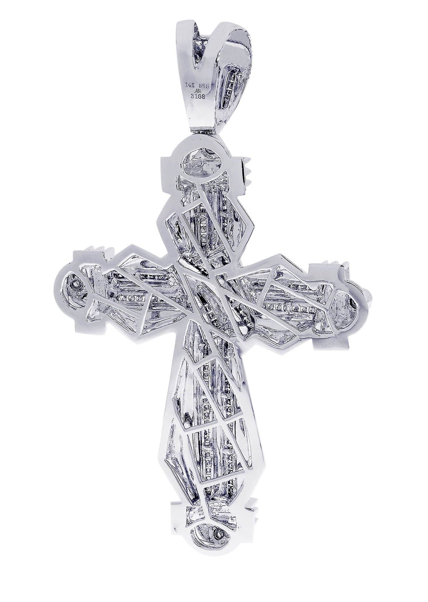 1.04 Carat Diamond Cross Pendant Necklace - 32.22 Grams Solid Gold Religious Jewelry for Women & Men - Perfect for Baptism, First Communion & Wedding Gifts