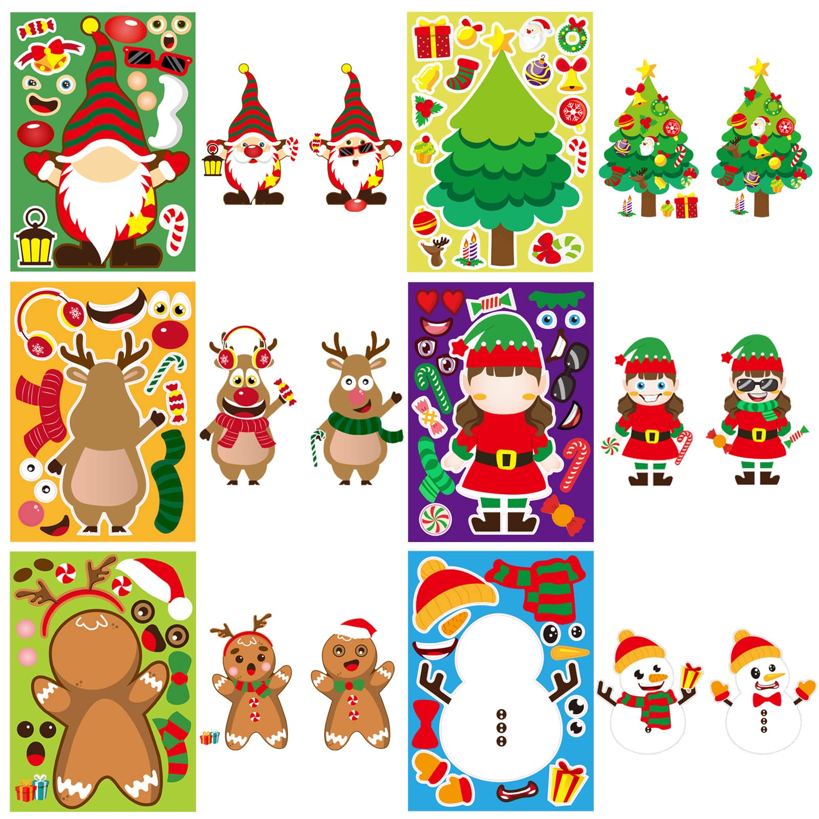 24 PCS Christmas Stickers for Kids - DIY Make A Face Stickers, Holiday Party Favors & Classroom Activities - Fun Christmas Party Games & Gift Exchange Ideas