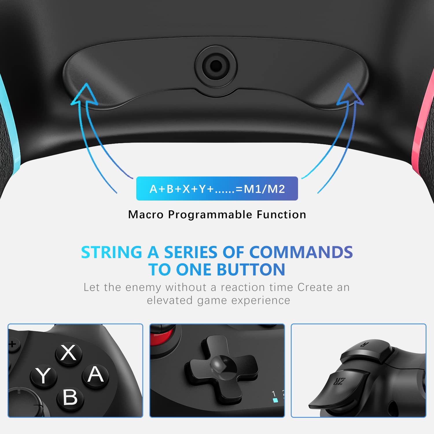 Wireless Switch Pro Controller for Nintendo - Upgraded Programmable Gamepad for Gaming