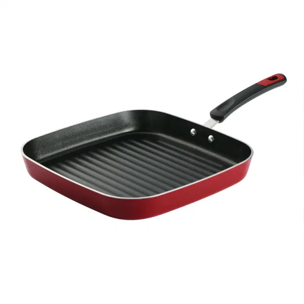 Tramontina EveryDay 11-Inch Aluminum Nonstick Square Grill Pan - Red | Perfect for Indoor & Outdoor Grilling, BBQ, Steaks, Burgers & Vegetables